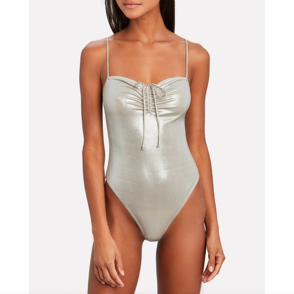 Jonathan Simkhai Tops - JONATHAN SIMKHAI | Ruched Lamé Jersey Bodysuit S